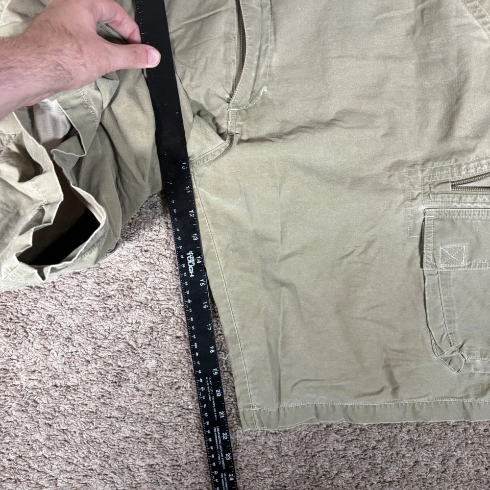 Vintage Kuhl Mens Khaki Tan Cotton Nylon Cargo Shorts Adjustable Waist Size L